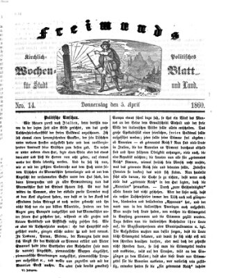 Freimund's kirchlich-politisches Wochenblatt für Stadt und Land Donnerstag 5. April 1860