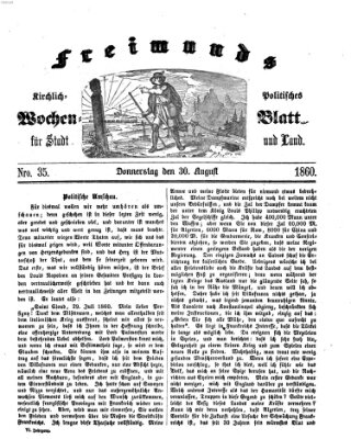 Freimund's kirchlich-politisches Wochenblatt für Stadt und Land Donnerstag 30. August 1860