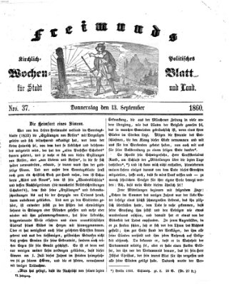 Freimund's kirchlich-politisches Wochenblatt für Stadt und Land Donnerstag 13. September 1860