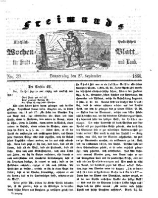 Freimund's kirchlich-politisches Wochenblatt für Stadt und Land Donnerstag 27. September 1860