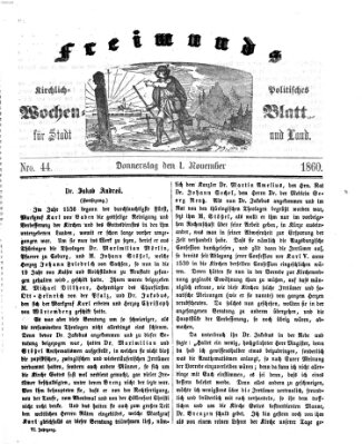 Freimund's kirchlich-politisches Wochenblatt für Stadt und Land Donnerstag 1. November 1860