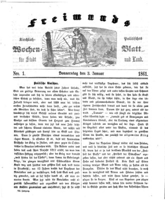 Freimund's kirchlich-politisches Wochenblatt für Stadt und Land Donnerstag 3. Januar 1861