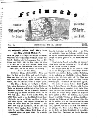 Freimund's kirchlich-politisches Wochenblatt für Stadt und Land Donnerstag 31. Januar 1861