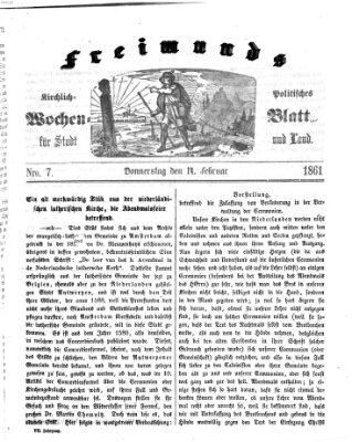 Freimund's kirchlich-politisches Wochenblatt für Stadt und Land Donnerstag 14. Februar 1861