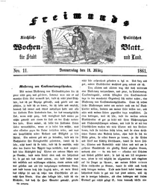 Freimund's kirchlich-politisches Wochenblatt für Stadt und Land Donnerstag 14. März 1861