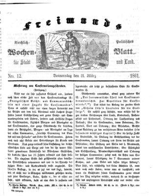 Freimund's kirchlich-politisches Wochenblatt für Stadt und Land Donnerstag 21. März 1861