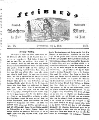 Freimund's kirchlich-politisches Wochenblatt für Stadt und Land Donnerstag 2. Mai 1861