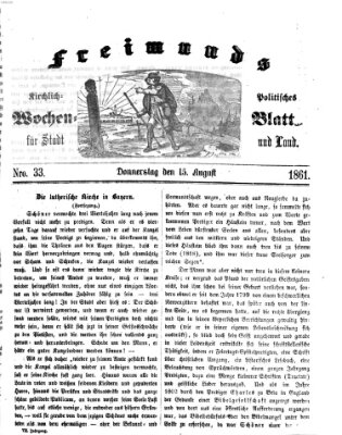 Freimund's kirchlich-politisches Wochenblatt für Stadt und Land Donnerstag 15. August 1861