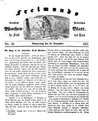 Freimund's kirchlich-politisches Wochenblatt für Stadt und Land Donnerstag 14. November 1861