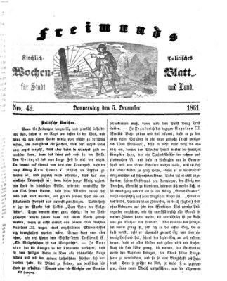 Freimund's kirchlich-politisches Wochenblatt für Stadt und Land Donnerstag 5. Dezember 1861