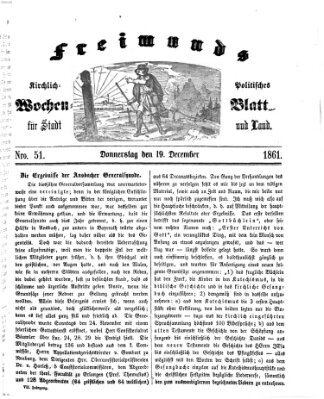 Freimund's kirchlich-politisches Wochenblatt für Stadt und Land Donnerstag 19. Dezember 1861