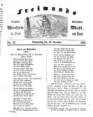 Freimund's kirchlich-politisches Wochenblatt für Stadt und Land Donnerstag 26. Dezember 1861