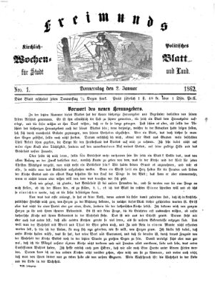 Freimund's kirchlich-politisches Wochenblatt für Stadt und Land Donnerstag 2. Januar 1862