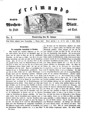 Freimund's kirchlich-politisches Wochenblatt für Stadt und Land Donnerstag 16. Januar 1862