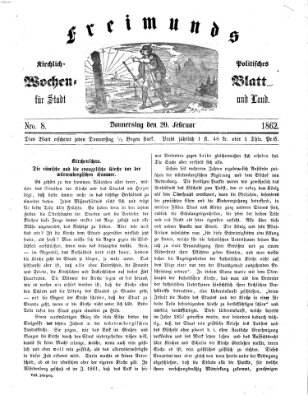 Freimund's kirchlich-politisches Wochenblatt für Stadt und Land Donnerstag 20. Februar 1862