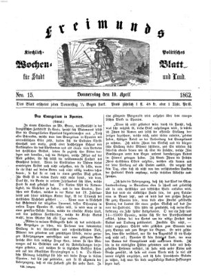 Freimund's kirchlich-politisches Wochenblatt für Stadt und Land Donnerstag 10. April 1862