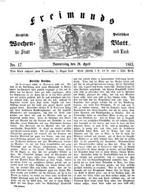 Freimund's kirchlich-politisches Wochenblatt für Stadt und Land Donnerstag 24. April 1862