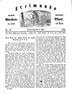 Freimund's kirchlich-politisches Wochenblatt für Stadt und Land Donnerstag 8. Mai 1862