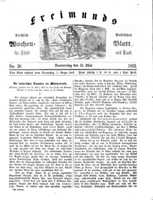 Freimund's kirchlich-politisches Wochenblatt für Stadt und Land Donnerstag 15. Mai 1862