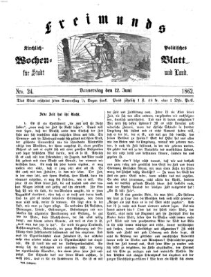 Freimund's kirchlich-politisches Wochenblatt für Stadt und Land Donnerstag 12. Juni 1862