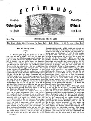 Freimund's kirchlich-politisches Wochenblatt für Stadt und Land Donnerstag 19. Juni 1862