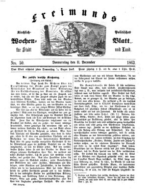 Freimund's kirchlich-politisches Wochenblatt für Stadt und Land Donnerstag 11. Dezember 1862