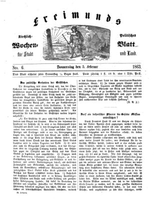 Freimund's kirchlich-politisches Wochenblatt für Stadt und Land Donnerstag 5. Februar 1863