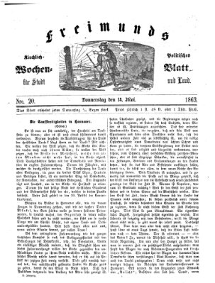 Freimund's kirchlich-politisches Wochenblatt für Stadt und Land Donnerstag 14. Mai 1863