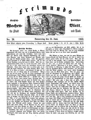 Freimund's kirchlich-politisches Wochenblatt für Stadt und Land Donnerstag 25. Juni 1863