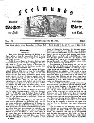 Freimund's kirchlich-politisches Wochenblatt für Stadt und Land Donnerstag 23. Juli 1863