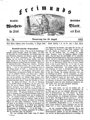 Freimund's kirchlich-politisches Wochenblatt für Stadt und Land Donnerstag 20. August 1863