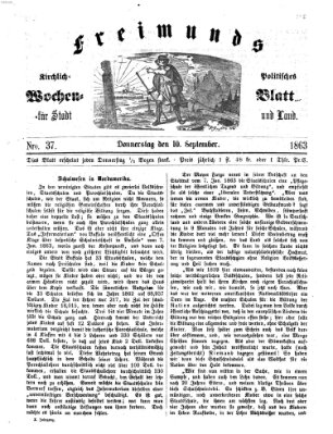 Freimund's kirchlich-politisches Wochenblatt für Stadt und Land Donnerstag 10. September 1863