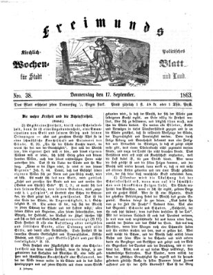 Freimund's kirchlich-politisches Wochenblatt für Stadt und Land Donnerstag 17. September 1863