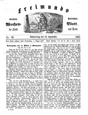 Freimund's kirchlich-politisches Wochenblatt für Stadt und Land Donnerstag 24. September 1863