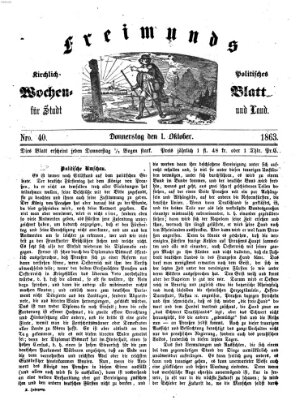 Freimund's kirchlich-politisches Wochenblatt für Stadt und Land Donnerstag 1. Oktober 1863