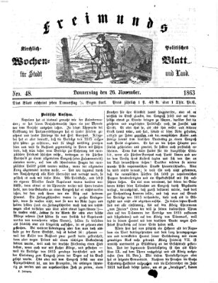 Freimund's kirchlich-politisches Wochenblatt für Stadt und Land Donnerstag 26. November 1863