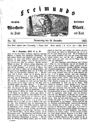 Freimund's kirchlich-politisches Wochenblatt für Stadt und Land Donnerstag 24. Dezember 1863