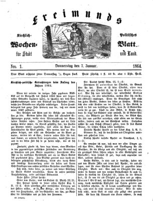 Freimund's kirchlich-politisches Wochenblatt für Stadt und Land Donnerstag 7. Januar 1864