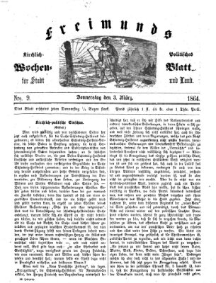 Freimund's kirchlich-politisches Wochenblatt für Stadt und Land Donnerstag 3. März 1864