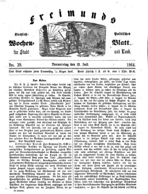 Freimund's kirchlich-politisches Wochenblatt für Stadt und Land Donnerstag 21. Juli 1864