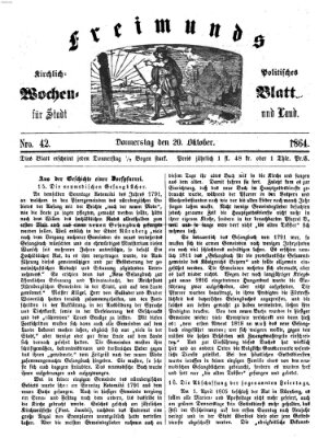 Freimund's kirchlich-politisches Wochenblatt für Stadt und Land Donnerstag 20. Oktober 1864