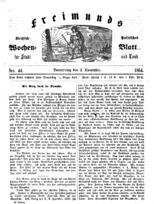 Freimund's kirchlich-politisches Wochenblatt für Stadt und Land Donnerstag 3. November 1864