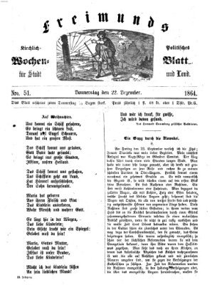 Freimund's kirchlich-politisches Wochenblatt für Stadt und Land Donnerstag 22. Dezember 1864