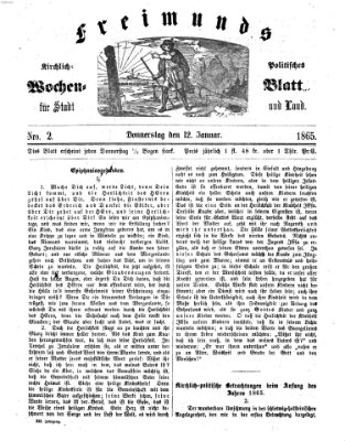 Freimund's kirchlich-politisches Wochenblatt für Stadt und Land Donnerstag 12. Januar 1865