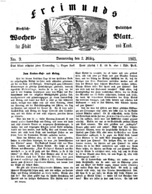 Freimund's kirchlich-politisches Wochenblatt für Stadt und Land Donnerstag 2. März 1865