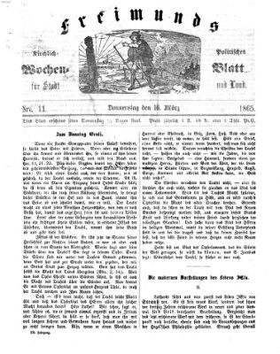 Freimund's kirchlich-politisches Wochenblatt für Stadt und Land Donnerstag 16. März 1865