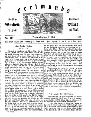 Freimund's kirchlich-politisches Wochenblatt für Stadt und Land Donnerstag 11. Mai 1865