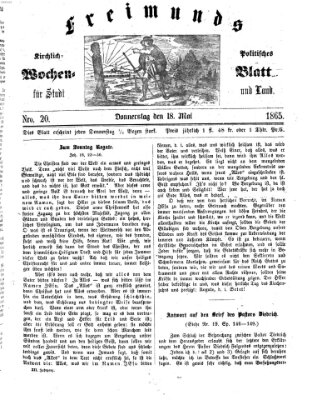 Freimund's kirchlich-politisches Wochenblatt für Stadt und Land Donnerstag 18. Mai 1865