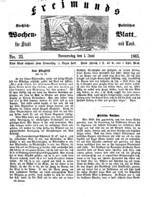 Freimund's kirchlich-politisches Wochenblatt für Stadt und Land Donnerstag 1. Juni 1865