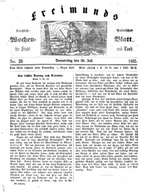 Freimund's kirchlich-politisches Wochenblatt für Stadt und Land Donnerstag 20. Juli 1865